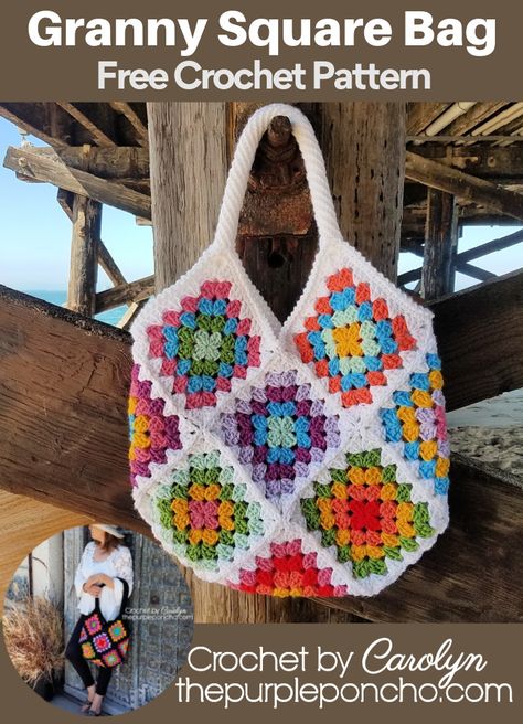 Crochet Orla Love Bag, Crochet Pattern Granny Square Bag, Crochet Grocery Bags Free Patterns, Granny Square Crochet Bags Free Patterns, Granny Square Crochet Pattern Purse, Crochet Boho Bag Pattern Free Granny Squares, Granny Square Bag Crochet Pattern Free, Crocheted Granny Square Bag, Granny Square Market Bag Free Pattern