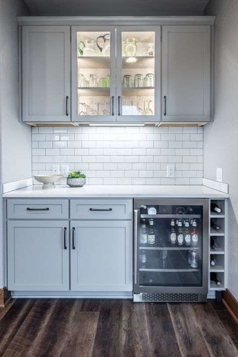 Beverage Station Kitchen Built Ins, Drink Cooler In Kitchen, Beverage Cooler In Kitchen, Kitchen Beverage Station Ideas, Drink Station Kitchen, Beverage Fridge In Kitchen, Kitchen Drink Station, Beverage Bar Ideas, Kitchen Beverage Station