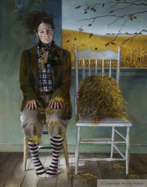 Andrea Kowch. Reminds me of the scarecrow in WOZ Andrea Kowch, Bo Bartlett, Painted Faces, Max Ernst, Magic Realism, Art Life, Pop Surrealism, Fantastic Art, Art Movement