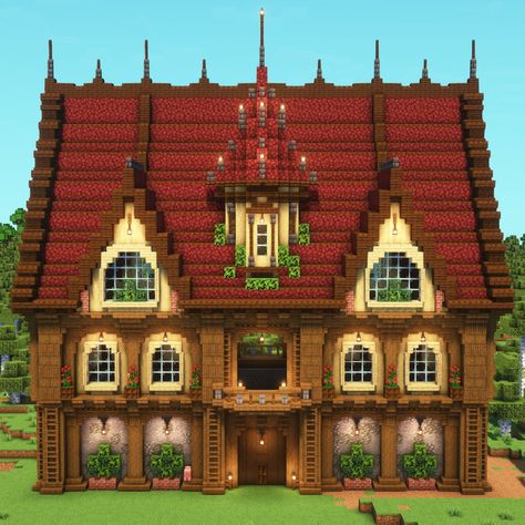 Cute Minecraft Storage House, Minecraft Villager Trading Hall Aesthetic, Arcane Minecraft, Minecraft House Entrance, Minecraft Town Houses, Minecraft Magical House, Minecraft Library Exterior, Minecraft Town Hall, Magical Minecraft