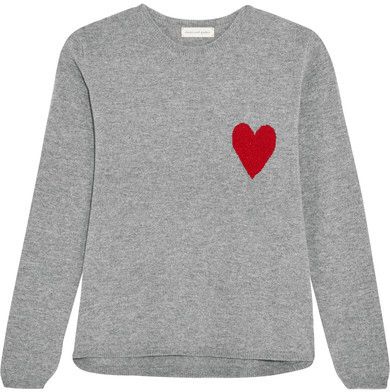 Chinti and Parker - Intarsia Wool And Cashmere-blend Sweater - Gray Grey Heart, Crew Neck Sweaters, Crewneck Sweaters, Sparkle Sweater, Chinti And Parker, Woolen Sweaters, Sweater Wool, Wool Shirt, Cashmere Blend Sweater