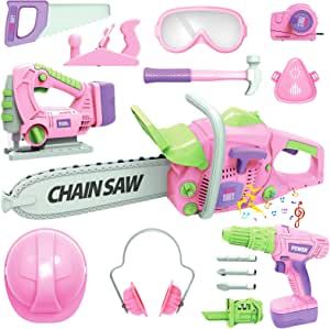 Toy Chainsaw, Kids Tool Box, Pink Tool Set, Pink Tools, Toddler Girl Toys, Construction For Kids, Toy Tools, Toy Playset, Girl Kid