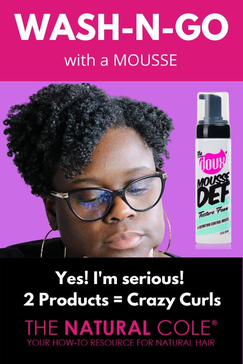 Wash-n-Go with The Doux Mousse YouTube Video. In this video I show step-by-step how to achieve fantastic curl definition using the wash-n-go technique with The Doux We Want Easy Leave-In Conditioner and Mousse Def Texture Foam. I never thought in a million years that I would be able to get super defined curls on my 4C natural hair using a mousse. I like using a mousse because my hair drys quickly and I don't experience flaking. Have you used The Doux Mousse before? If so leave a comment! Mousse On 4c Hair, Doux Mousse On 4c Hair, Doux Hair Products, Best Mousse For 4c Hair, The Doux Mousse Wash And Go, The Doux Hair Products, The Doux Mousse, Defined Curls Natural Hair, Curl Defining Mousse