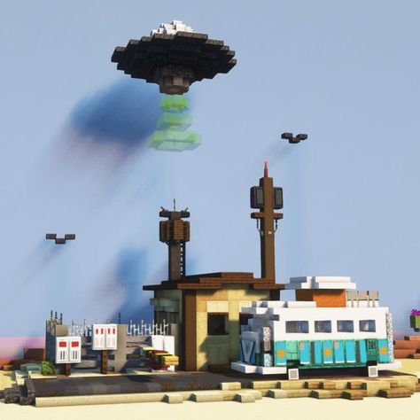 Minecraft Alien Spaceship, Ufo Minecraft, Minecraft Creator, Minecraft House Plans, Alien Spaceship, Minecraft City, The Tardis, Minecraft Plans, Minecraft House