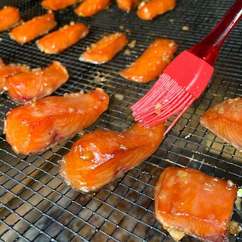 Smoked Salmon Candy Recipe, Candied Salmon Recipe, Candied Salmon, Maple Salmon, Maple Candy, Pickling Salt, Smoked Trout, Maple Glaze, Smoker Recipes