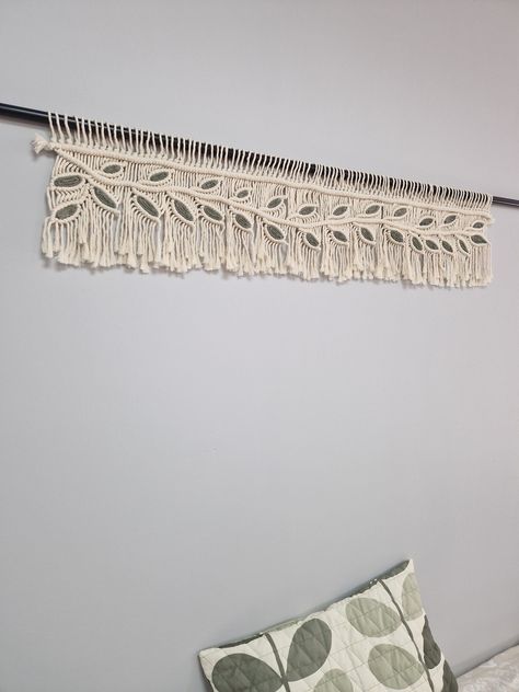 Boho Window Treatments, Leaf Macrame, Boho Window, Macrame Leaves, Curtains Boho, Secondary Colors, Cafe Curtains, Window Valance, Curtain Rod