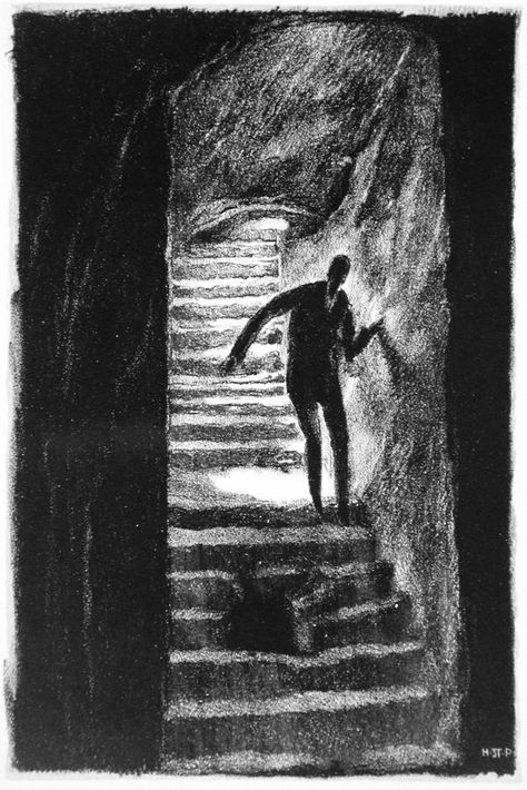 Mysterious Illustration, Stairs Drawing, Jewish Museum Berlin, Goethe Institut, Expressionism Drawing, Black Line Art, Grainy Texture, Arte Peculiar, Art Noir