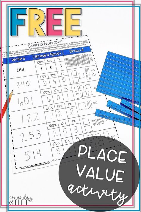 Draw Numbers, Third Grade Homeschool, Third Grade Math Activities, Place Value Game, Free Math Games, Base 10 Blocks, Math Activities Elementary, Upper Elementary Math, Math Interactive Notebook