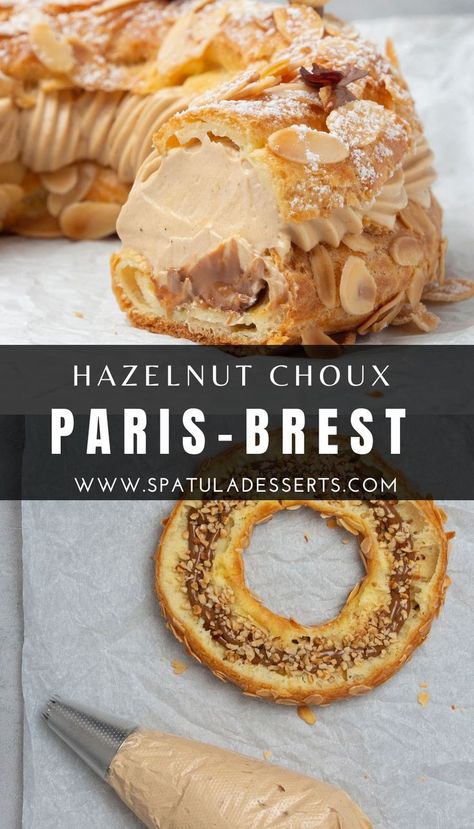 Try this amazing Paris-Brest recipe, which is effectively a ring shape choux pastry filled with the most amazing hazelnut mousseline cream. The perfect result we are looking for is a ring shape choux pastry that is risen evenly (so no major cracks on the side), holds its shape after baking, and has a lovely huge air pocket inside the choux that can be filled with a stable yet silky Hazelnut Praline Crème Mousseline. See more baking tips in my Paris-Brest recipe