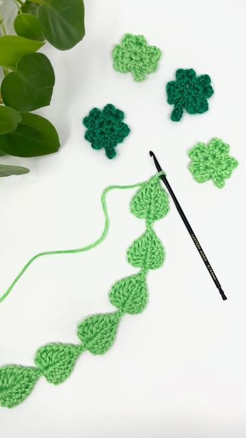 Crochet Shamrock Garland, String Of Hearts Crochet Pattern Free, Crochet Dinosaur Garland, String Of Hearts Crochet Pattern, St Patrick’s Crochet, Valentines Day Crochet Garland, Valentine Crochet Patterns Free Heart Garland, St Patrick’s Day Crochet Garland, String Of Hearts