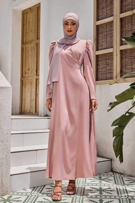 Elegant Abayas, Satin Kimono, Casual Day Dresses, Evening Gowns Elegant, Flowy Sleeves, Kimono Sleeves, Todays Outfit, Kimono Sleeve, Maxi Dress With Sleeves