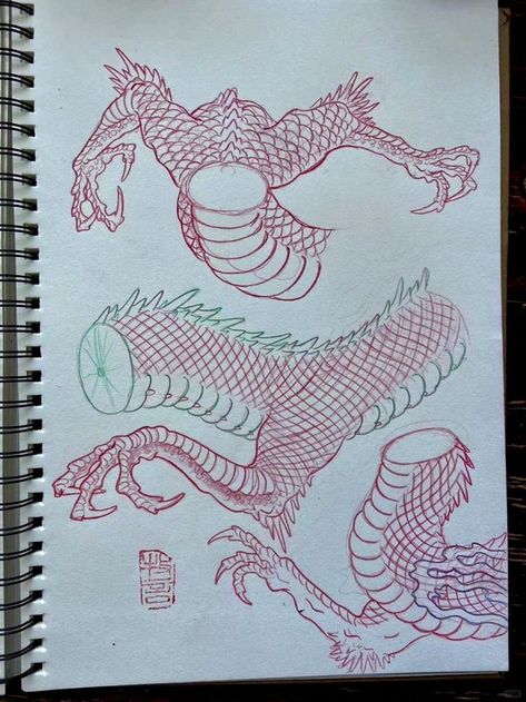 Asian Dragon Reference, Japanese Dragon Tutorial, Traditional Japanese Dragon Drawing, Eastern Dragon Drawing, Chinese Dragon Drawing Sketches, Asian Dragon Art, Japanese Dragon Art, Japanese Style Dragon, Traditional Japanese Dragon