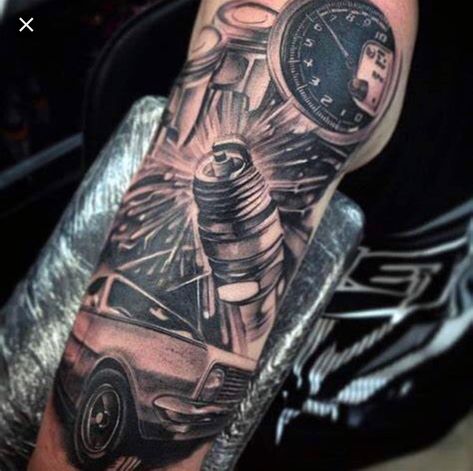 Spark Plug Tattoo, Car Tattoo Ideas, Plug Tattoo, Piston Tattoo, Hot Rod Tattoo, Engine Tattoo, Harley Tattoos, Mechanic Tattoo, Motorcycle Tattoos