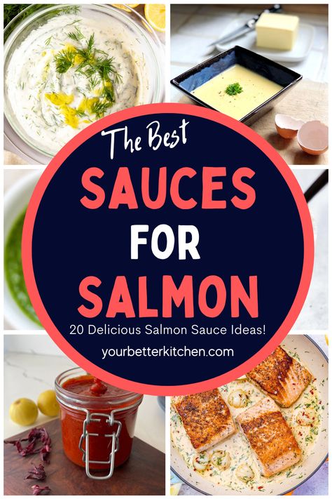 Salmon Sauces, Sauce For Grilled Salmon, Salmon Burger Sauce, Sauces For Salmon, Salmon Sauce Recipes, Cilantro Chimichurri, Yogurt Dill Sauce, Poblano Sauce, Salmon Burger Recipe