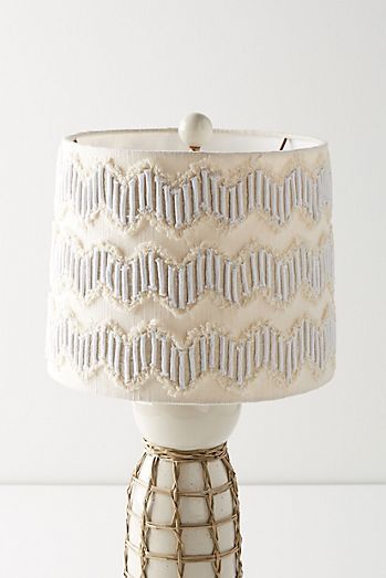 Bethan Lamp Shade Anthropologie Lamp, Exterior Lighting Design, Lamp Inspiration, Boho Lighting, Lampshade Makeover, Iron Hardware, White Lamp Shade, Unique Lamps, Chandelier Lamp