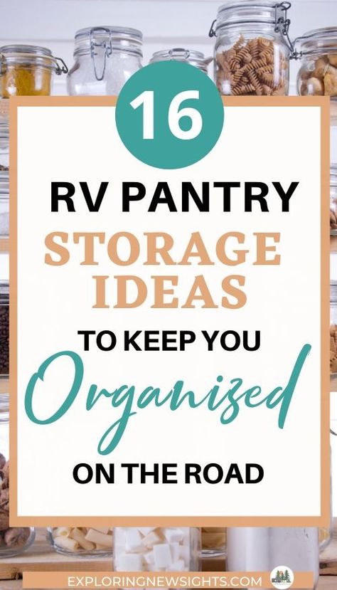 RV Pantry Storage Ideas to Keep You Organized on the Road. These ideas are great and innovative to stay organized while traveling on the road. Keep your canned food from rolling all over the place, and your dry goods "dry". #RVStorage #RVorganization #storageideas #fulltimeRV #RVliving #RVTraveling #Camperlife Rv Pantry Storage, Rv Pantry, Pantry Storage Ideas, Boat Organization, Tiny Pantry, Rv Interiors, Camper Organization, Travel Trailer Camping, Rv Organization