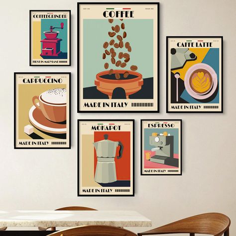 Pot Beans, Coffee Posters, Cafe Living Room, Italian Espresso, Coffee Wall Art, Dining Room Wall Art, Coffee Theme, Cafe Wall, Coffee Poster