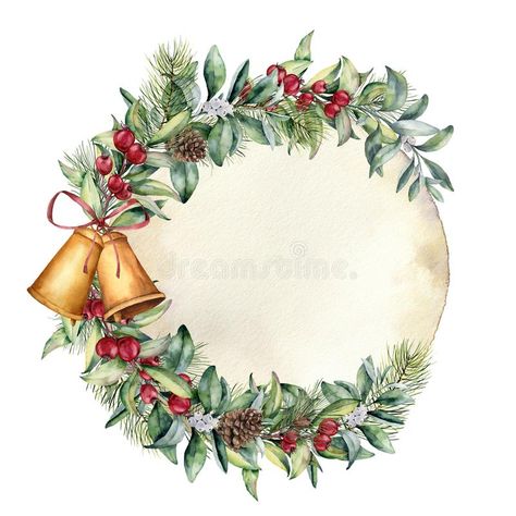 Christmas Wreath Clipart, Christmas Picture Frames, Pine Cone Christmas Tree, Christmas Tree Branches, Christmas Journal, Holiday Clipart, Floral Branch, Watercolor Christmas Cards, Christmas Labels