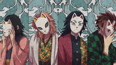 Kitsune Mask, Anime Toon, English Online, Anime Angel, Kimetsu No Yaiba, Slayer Anime, Anime Comics, Anime Demon, Make Me Smile