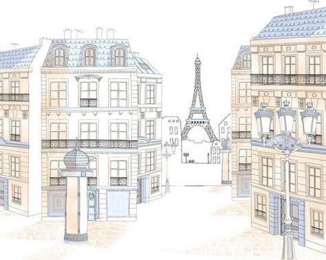 Paris Nursery, Town Drawing, Mac Backgrounds, Girls Bedroom Makeover, Paris Illustration, Mac Desktop, Iris Painting, Building Drawing, Easy Drawings Sketches