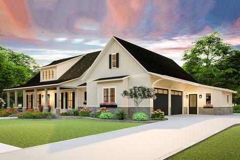 Plan #406-9653 - Houseplans.com Southern Style House Plans, Shingle Exterior, Farmhouse Style House Plans, Country House Plan, Modern Farmhouse Plans, Country House Plans, Country Style Homes, Front Elevation, Farmhouse Style House