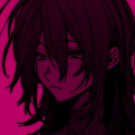 Dark Pink Pfp Anime, Dark Pink Grunge Aesthetic, Hot Pink Anime Pfp, Pfp Pink And Black, Pink Glitch Aesthetic, Hot Pink Anime, Dark Pink Pfp, Black And Pink Pfp, Hot Pink Pfp