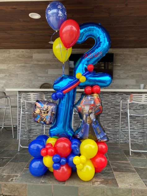 Transformers Balloon Garland, Transformers Birthday Parties, Transformers Birthday, Transformer Party, Transformer Birthday, Number Balloons, Balloon Bouquet, Optimus Prime, Balloon Arch