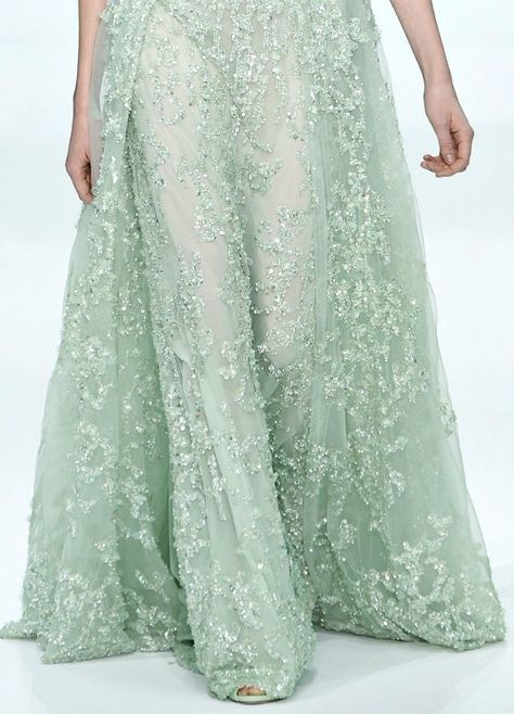 Elie Saab mint green gown Wedding Anime, Turquoise Prom Dress, Ethereal Gown, Aesthetic Logo, Forever Green, Pale Turquoise, Mint Wedding, Minty Green, Logo Diy