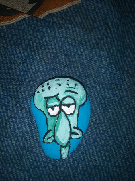 Squidward Rock Painting, Painted Rock, Rock Painting, Painted Rocks