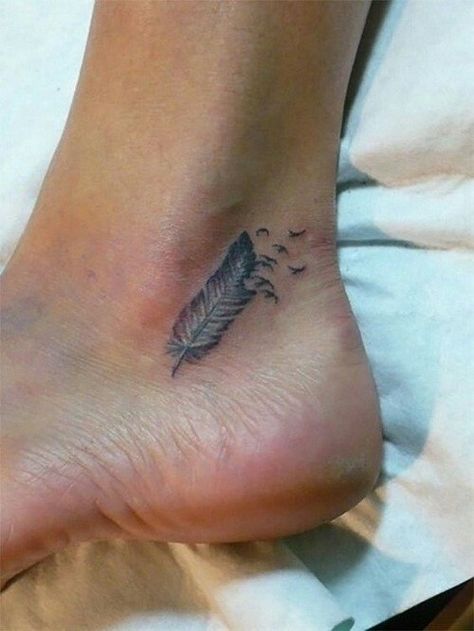 Small feather tattoo behind ankle Small Feather Tattoo, Om Tattoo, Muster Tattoos, Feather Tattoo, Feather Tattoos, Pattern Tattoo, Ankle Tattoo, Birds Tattoo, Trendy Tattoos