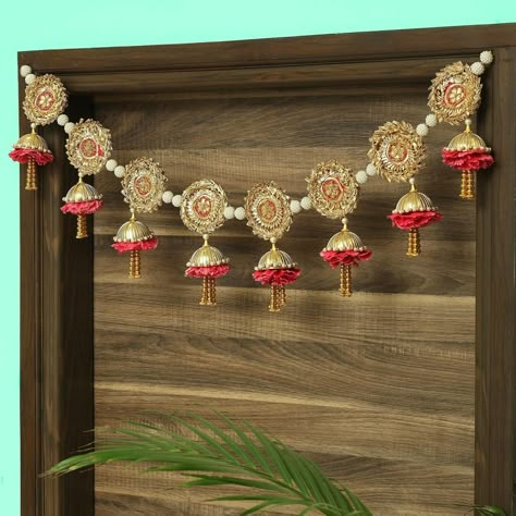 Mdf Toran Design, Mandir Toran Design, Bandarwal Designs, Toran Designs, Toran Design, Mini Garland, Birthday Room Decorations, Kutch Work Designs, Door Hanging Decorations