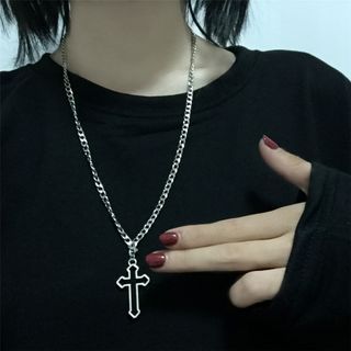 Street Style Necklace, Girls Choker, Cross Jewelry Necklace, Goth Necklace, Cross Choker, Indie Jewelry, Trending Necklaces, Silver Cross Pendant, Party Necklace