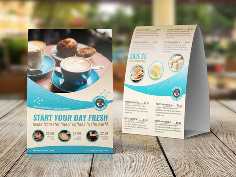 Cafe Advertising, Table Tent Template, Tent Template, Magazine Fonts, Dance Logo, Cafe Posters, Roll Up Design, Tent Card, Food Menu Design