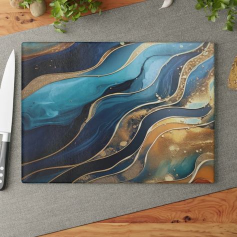 Woman Song, Marble Serving Trays, Rugged Mountains, Geode Decor, Colorful Kitchen Decor, Epoxy Ideas, Aesthetic Kitchen, Glass Chopping Board, Paint Pouring