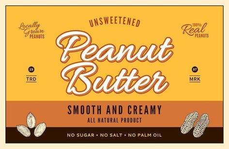 Vector peanut butter label and packaging... | Premium Vector #Freepik #vector #logo-vintage #vegan #peanut #label-logo Peanut Butter Logo Design, Peanut Butter Label Design, Butter Logo Design, Peanut Butter Logo, Butter Logo, Packaging Design Template, Packaging Template Design, Resume Maker, Logo Vintage