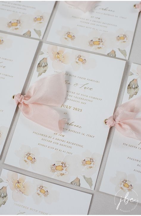 Ribbon Invitation, Watercolor Flower Prints, Gold Foil Invitation, Gold Foil Wedding Invitations, Bespoke Wedding Stationery, Pocket Wedding Invitations, Gold Foil Wedding, Foil Wedding Invitations, Wedding Stationery Design