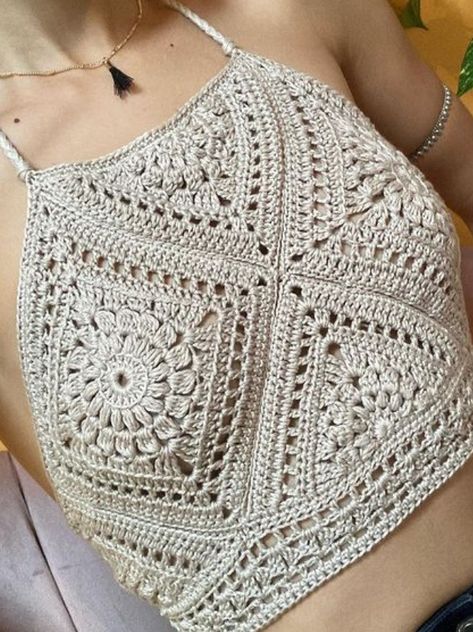 Crochet Blouse Pattern, شال كروشيه, Crochet Bra, Crochet Crop Top Pattern, Mode Crochet, Crochet Ladies Tops, Crochet Fashion Patterns, Crochet Shirt, Crochet Top Pattern