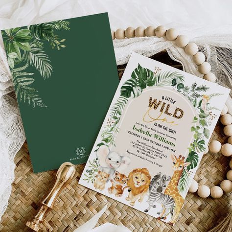 Boho Tropical Wild Party Animals Boy Baby Shower Invitation Baby Boy Invitations, Baby Shower Safari Theme, Baby Boy Shower Party, Wild Party, Safari Baby Shower Invitations, Boy Shower Invitations, Boho Tropical, Tropical Greenery, Tropical Baby Shower