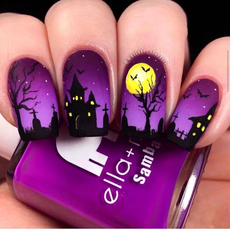 Halloween Nail Art Easy, Nail Desi, Halloween Nails Diy, Nail Art Halloween, Holloween Nails, Halloween Nails Easy, Unghie Nail Art, Halloween Acrylic Nails, Cute Halloween Nails