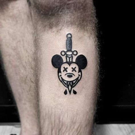 Old School Mickey Mouse Tattoo, Old School Mickey Mouse, Mickey Tattoo, Mouse Tattoo, Mickey Mouse Tattoo, Badass Drawings, Mouse Tattoos, Tattoo Reference, Old School Tattoo Designs