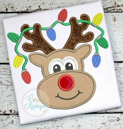 Reindeer Pippa Reindeer Applique, Christmas Applique Designs, Santa Applique, Rudolph Red Nosed Reindeer, Reindeer Lights, Christmas Applique, Christmas Embroidery Designs, Patch Aplique, Machine Embroidery Applique