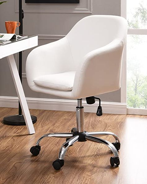 Bedroom Desk Chair, Girls Desk Chair, White Leather Office Chair, White Desk Chair, Modern Desk Chair, White Office Chair, Dekorasi Kamar Tidur, Bedroom Desk, White Office