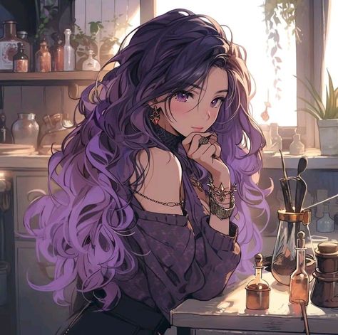 Anime Purple, Girl With Purple Hair, Anime Purple Hair, Psychology Student, Cat Wallpaper, Purple Hair, Twitter Instagram, Purple, Hair