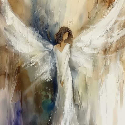 In this enchanting piece, a sweet and understated masterpiece comes to life through loose and expressive brushstrokes. The painterly abstract angel gracefully emerges from a backdrop of neutral tones—natural, taupe, greys, with the subtlest hints of blue and purple that dance delicately across the canvas. The ethereal figure takes on a shy pose, with hands gently clasped in front, as if caught in a moment of quiet reflection. Intuitive strokes convey the delicate innocence of the celestial being. This artful composition not only mesmerizes with its soft palette and gentle strokes but also invites viewers into a contemplative space, where the subtle beauty of the angel unfolds in a harmony of muted hues and graceful poise. Dimensions Width x Height | Thickness in Inches High Quality Canvas Male Angel Drawing, Angel Painting Easy, Abstract Christmas Art, Watercolor Angels, Pose With Hands, Contemplative Space, Abstract Angel Painting, Shy Pose, Angel Watercolor