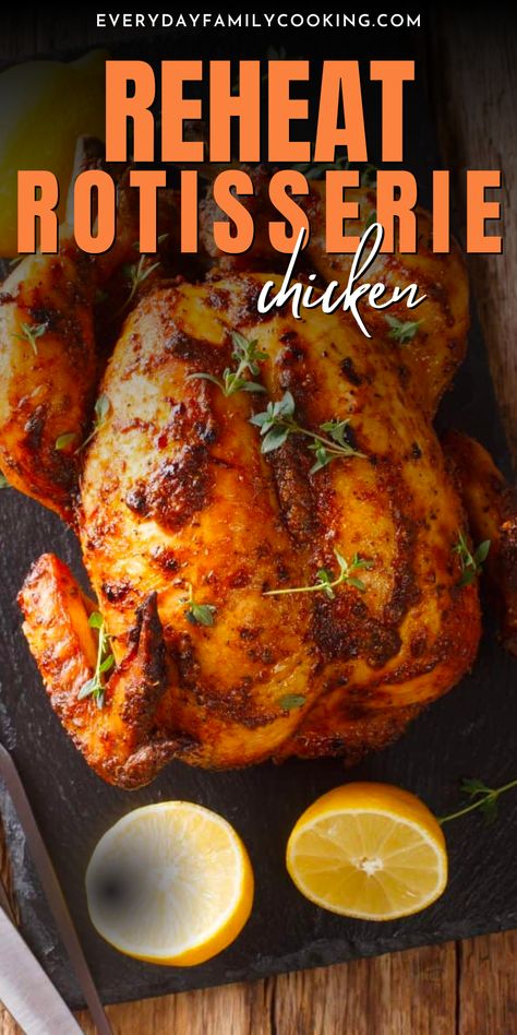 Get perfectly cooked results every time when you reheat rotisserie chicken in air fryer. No need to fire up your oven. The air fryer takes out all of the guesswork! Reheat Whole Chicken In Air Fryer, Reheat Rotisserie Chicken In Air Fryer, Reheat Rotisserie Chicken Ovens, How To Reheat Rotisserie Chicken, Rotisserie Chicken In Air Fryer, Reheat Rotisserie Chicken, Rotisserie Chicken Oven, Chicken In Air Fryer, Homestyle Meals