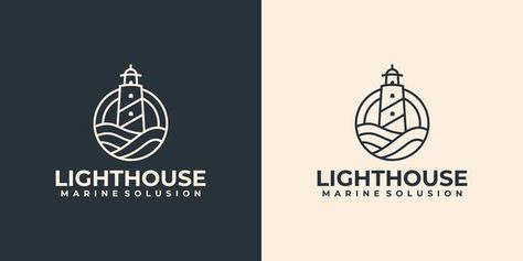 Lighthouse Logo, Logo Silhouette, Nature Logo Design, House Logo Design, Logo Design Collection, Logo Design Diy, Simple Logo Design, Fish Logo, Nautical Design