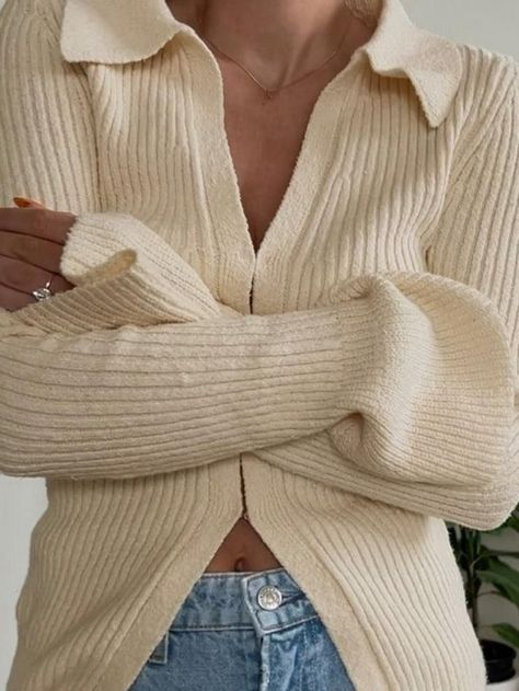 Ribbed Flares, The Cardigans, Spring Knits, Sweaters Cardigan, Spring Coat, Ribbed Dress, Beige Cardigan, Tops Casual, Cardigan Long