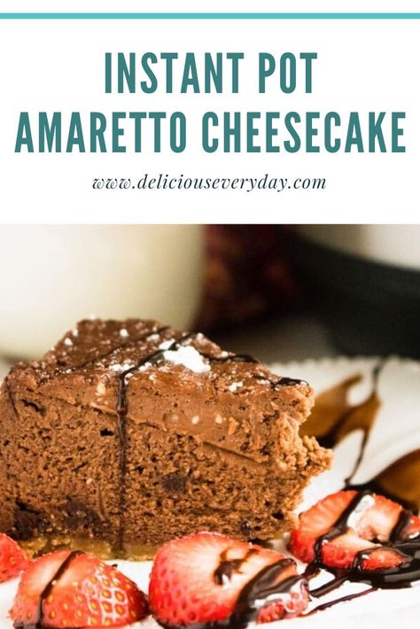 Who doesn’t love chocolate and amaretto? Add in a luscious cheesecake, and you have a dessert straight out of heaven. This Instant Pot Amaretto Cheesecake is so simple and delicious, you just might be making cheesecake every day.#cheesecakerecipe #instantpotrecipe #chocolate #dessert Chocolate Amaretto Cheesecake, Cheesecake Instant Pot, Making Cheesecake, Amaretto Cheesecake, Chocolate Decadence, Fall Eats, Chocolate And Vanilla Cake, Incredible Cakes, How To Make Cheesecake