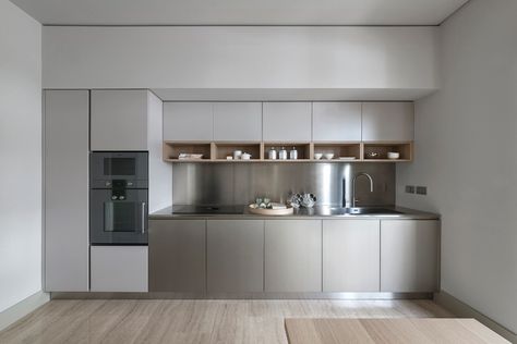 K6 | Linear kitchen developed on 2 sides By TM Italia Cucine design Nicola Gallizia Single Wall Kitchen Layout, Single Wall Kitchen, Living Room Decoration Ideas, Wall Unit Designs, Modern Kitchen Decor, Room Decoration Ideas, Stainless Steel Cabinets, Kitchen Decor Modern, Lighting Design Interior