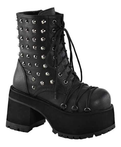 RANGER-208 Vegan Platform Boots Demonia Ranger, Ranger Boots, Studded Combat Boots, Goth Boots, Gothic Boots, Demonia Shoes, Short Black Boots, Black Lace Up Boots, Vegan Leather Boots